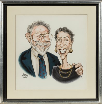 Lot 392 - A caricaturish portrait of Al and Joyce Jaffee