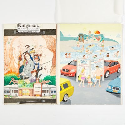 Lot 348 - Fold-Ins - 4 Dodge ads, 1 Kingsman ad, and a Christmas card for The Johnson Group