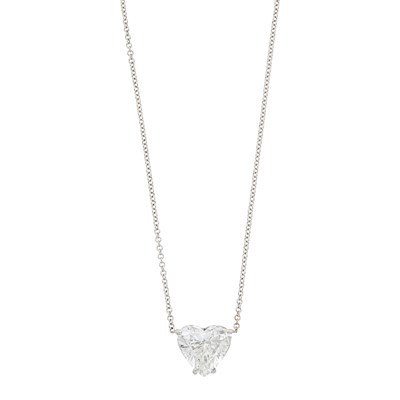 Lot 1083 - White Gold and Diamond Pendant-Necklace