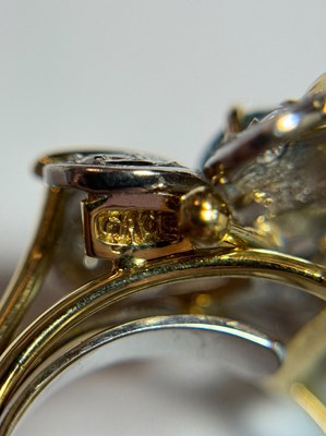 Lot 114 - Elizabeth Gage Two-Color Gold, Aquamarine and Diamond Ring