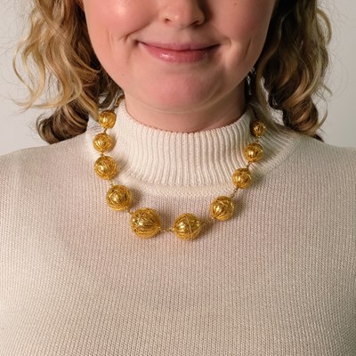 Lot 62 - High Karat Gold Filigree Ball Chain Necklace