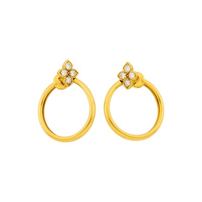 Lot 37 - Cartier Pair of Gold and Diamond Hoop Earclips