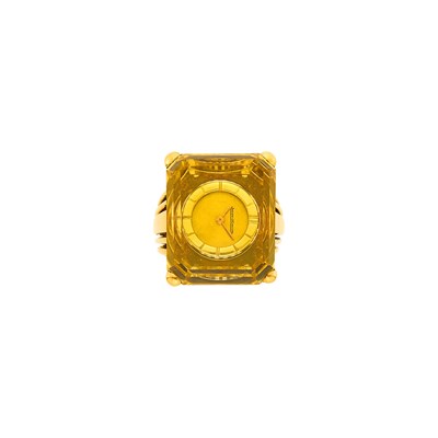 Lot 1154 - Jaeger-LeCoultre Gold and Citrine Watch-Ring