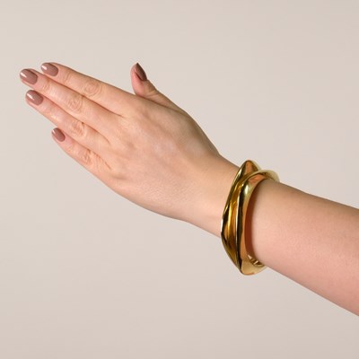 Lot 180 - Tiffany & Co. Pair of Gold Square Bangles Bracelets