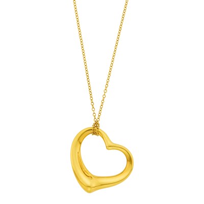 Lot 1002 - Tiffany & Co., Elsa Peretti Gold 'Open Heart' Pendant with Chain Necklace