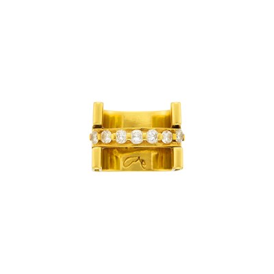 Lot 1139 - Modernist Gold and Diamond Ring