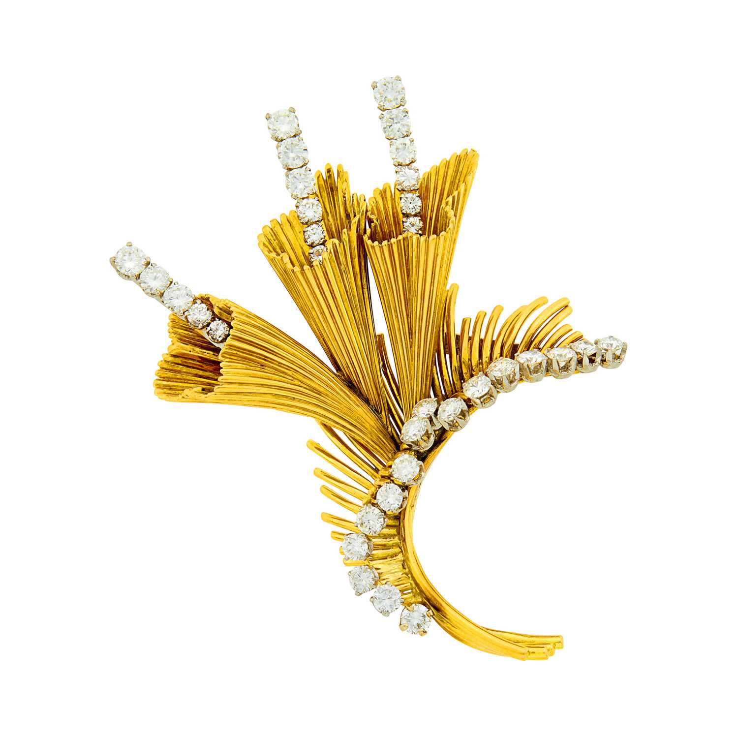 Lot 121 - Gold, Platinum and Diamond Clip-Brooch, France