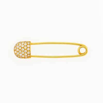 Lot 2009 - Gold and Diamond Safety Pin Brooch