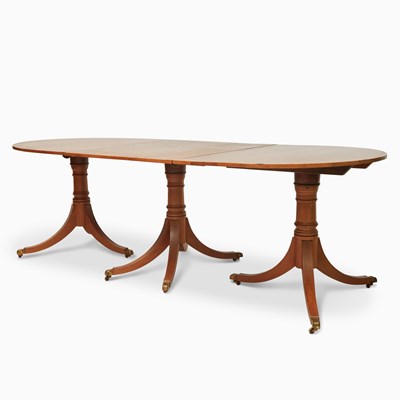 Lot 186 - Regency Style Banded Mahogany Double Pedestal Table