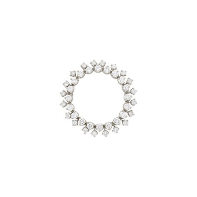 Lot 1163 - Platinum and Diamond Circle Brooch, Attributed to Oscar Heyman & Brothers