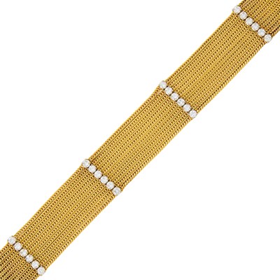 Lot 1039 - Ten Strand Gold and Diamond Chain Bracelet