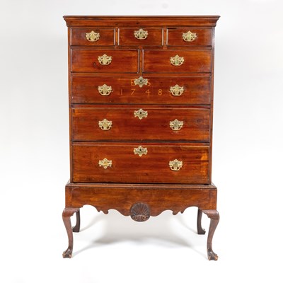 Lot 354 - Queen Anne Inlaid Walnut Chest on Frame