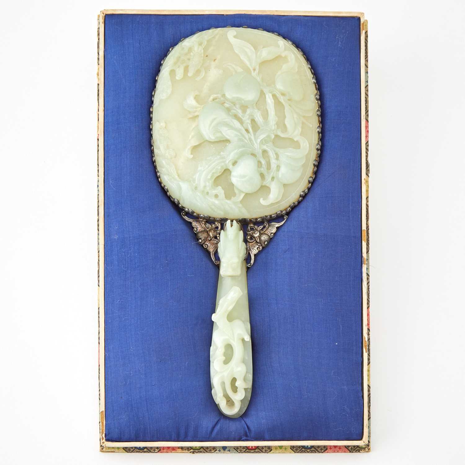 Lot 70 - A Chinese White Jade and Silver Hand Mirror