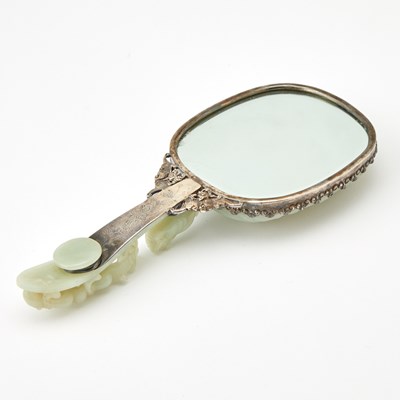 Lot 70 - A Chinese White Jade and Silver Hand Mirror