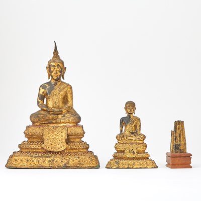 Lot 745 - A Group of Three Thai Gilt Bronze Buddhist Articles