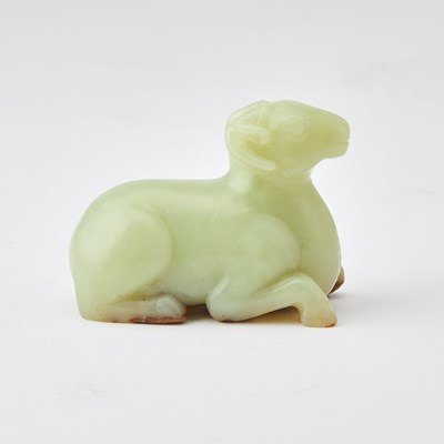 Lot 39 - A Chinese Yellow Jade Carving of a Ram