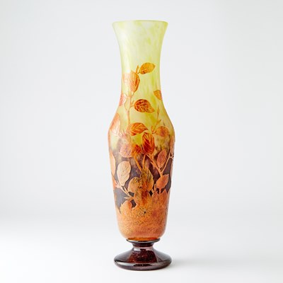 Lot 237 - Daum Art Nouveau Acid-Etched and Enameled Glass Vase