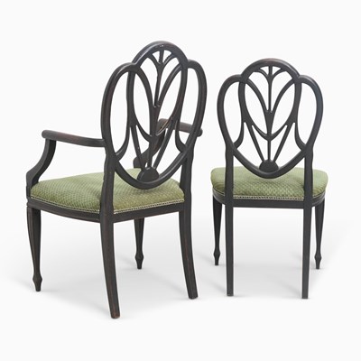 Lot 172 - Set of Six Regency Style Painted and Parcel Gilt Dining Chairs