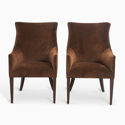 Lot 370 - Set of Four Upholstered Mahogany Armchairs