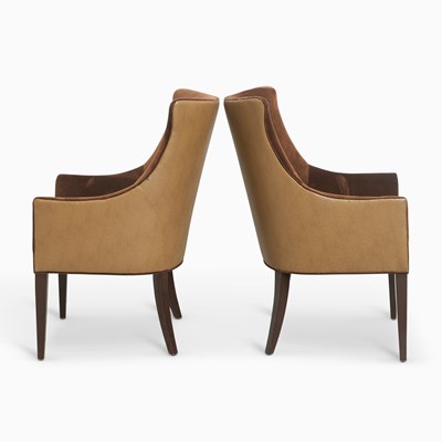 Lot 370 - Set of Four Upholstered Mahogany Armchairs