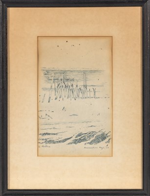 Lot 398 - A signed sketch of the beach in Provincetown