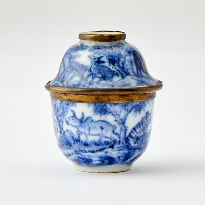 Lot 296 - A Diminutive Chinese Blue and White Porcelain Wine Cup and Cover