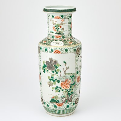 Lot 273 - A Chinese Famille Verte Porcelain Rouleau Vase