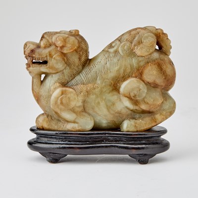 Lot 159 - A Chinese Soapstone Carving of a Crouching Qilin