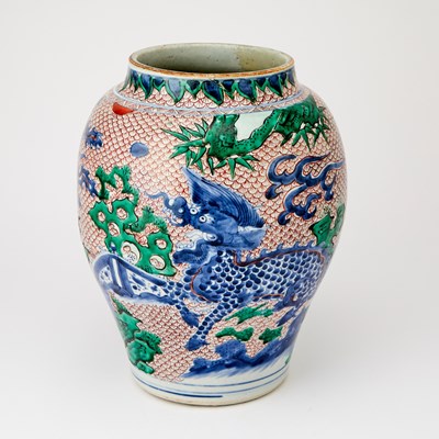 Lot 239 - A Chinese Wucai Glazed Porcelain jar