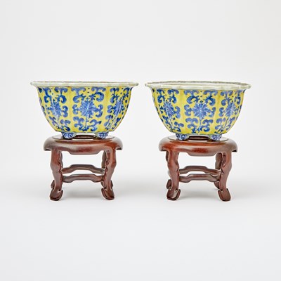 Lot 257 - A Pair of Chinese Yellow Ground Porcelain Jardinieres