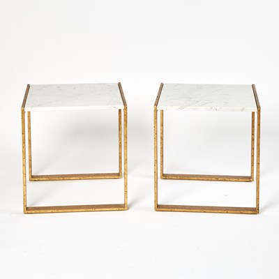Lot 308 - Pair of Marble Top Gilt-Metal End Tables