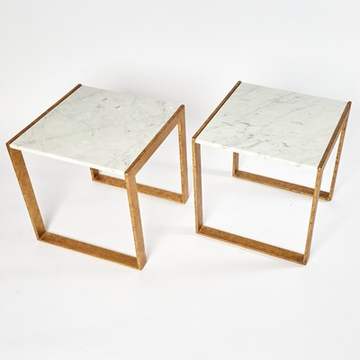 Lot 308 - Pair of Marble Top Gilt-Metal End Tables