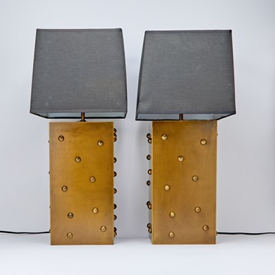 Lot 311 - Pair of Metal Studded Table Lamps