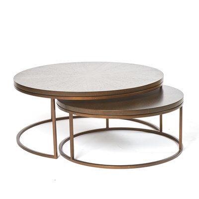 Lot 315 - Two-Piece Stained Wood Low and Metal Table