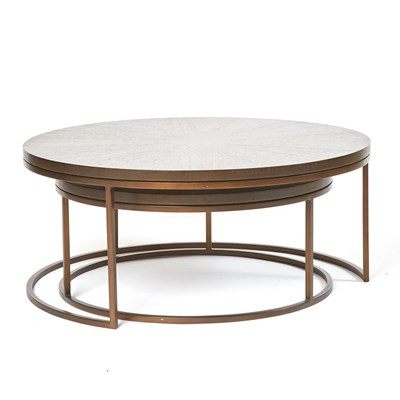 Lot 315 - Two-Piece Stained Wood Low and Metal Table