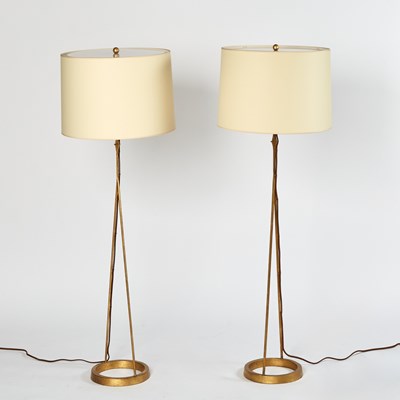 Lot 320 - Pair of Gilt-Metal Floor Lamps