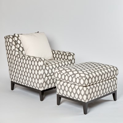 Lot 328 - Upholstered Club Chair and Ottoman