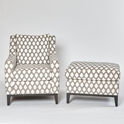 Lot 328 - Upholstered Club Chair and Ottoman