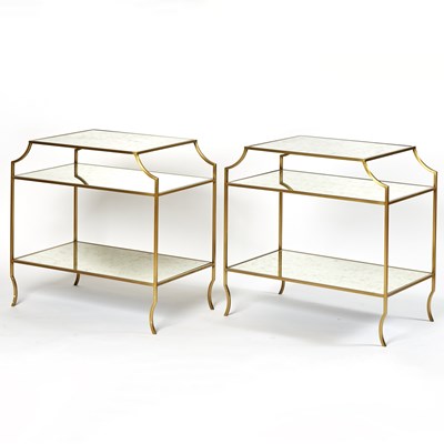 Lot 331 - Pair of Mirrored Brass Etageres