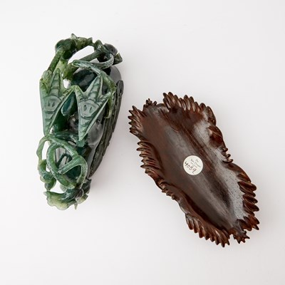 Lot 78 - A Chinese Spinach Jade 'Duck and Lotus‘ Box and Cover