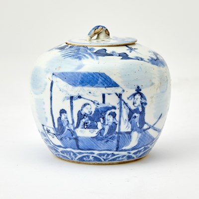 Lot 268 - A Chinese Blue and White Porcelain Jar and Cover