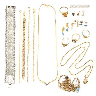 Lot 2068 - Group of Platinum, Gold, Gold-Filled, Metal, Silver and Gem-Set Jewelry