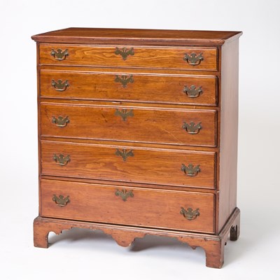 Lot 494A - Chippendale Pine Chest of Five Drawers