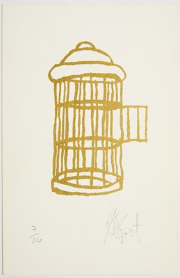Lot 91 - Kurt Vonnegut signed "Birdcage" artwork