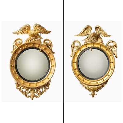 Lot 33 - A Pair of Classical Giltwood Convex Mirrors