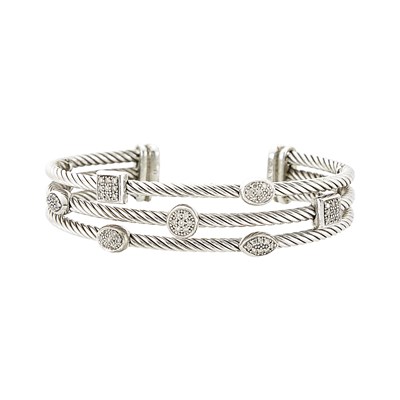 Lot 1288 - David Yurman Sterling Silver and Diamond Cuff Bangle Bracelet