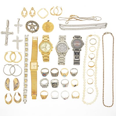 Lot 2118 - Group of Gold, Low Karat Gold, Gold-Filled, Silver and Metal Jewelry and Wristwatches