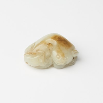 Lot 443 - A Chinese White Jade Carving of a Cat