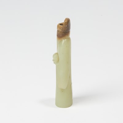 Lot 21 - A Chinese Archaistic Style Yellow Jade Figural Carving