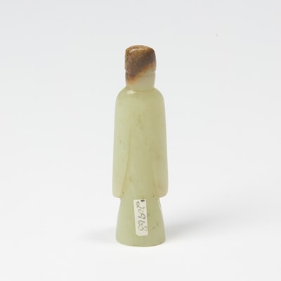 Lot 21 - A Chinese Archaistic Style Yellow Jade Figural Carving